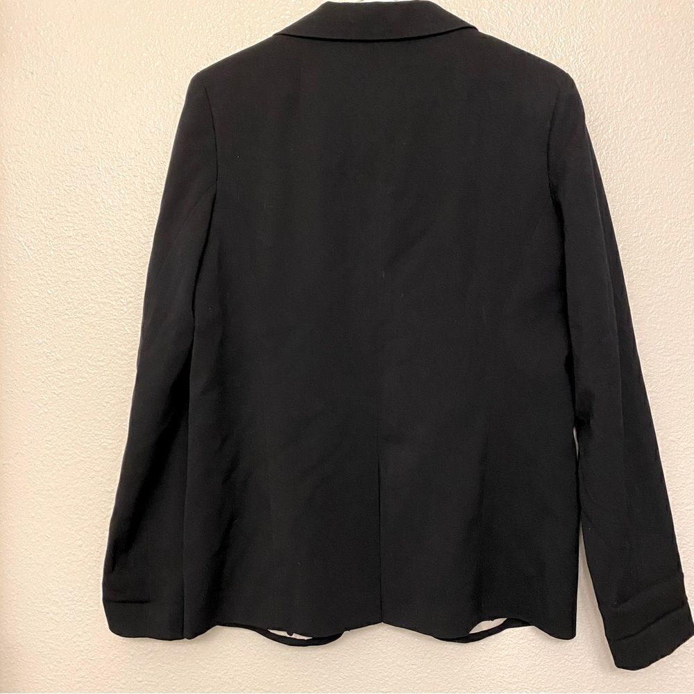 Fossil Black Open Front Blazer Large Heart Print Lining Pockets - Picture 3 of 8